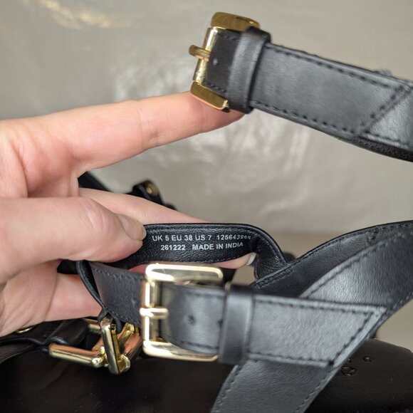 ASOS Design Forrest Leather Chunky Strappy Sandals Black and Gold | 7 - Picture 8 of 9